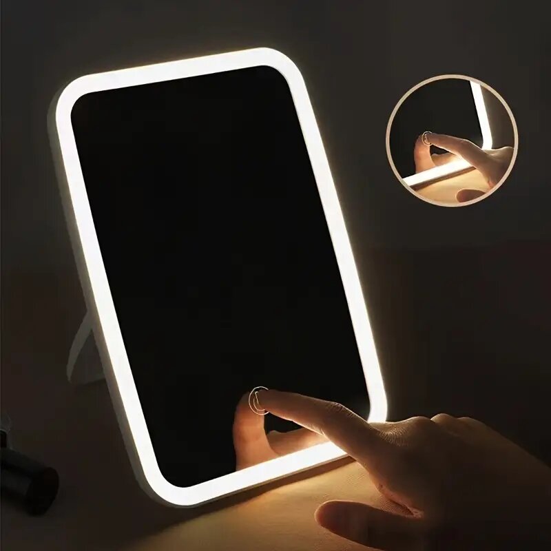 ESPEJO PORTÁTIL CON LUZ LED RECARGABLE