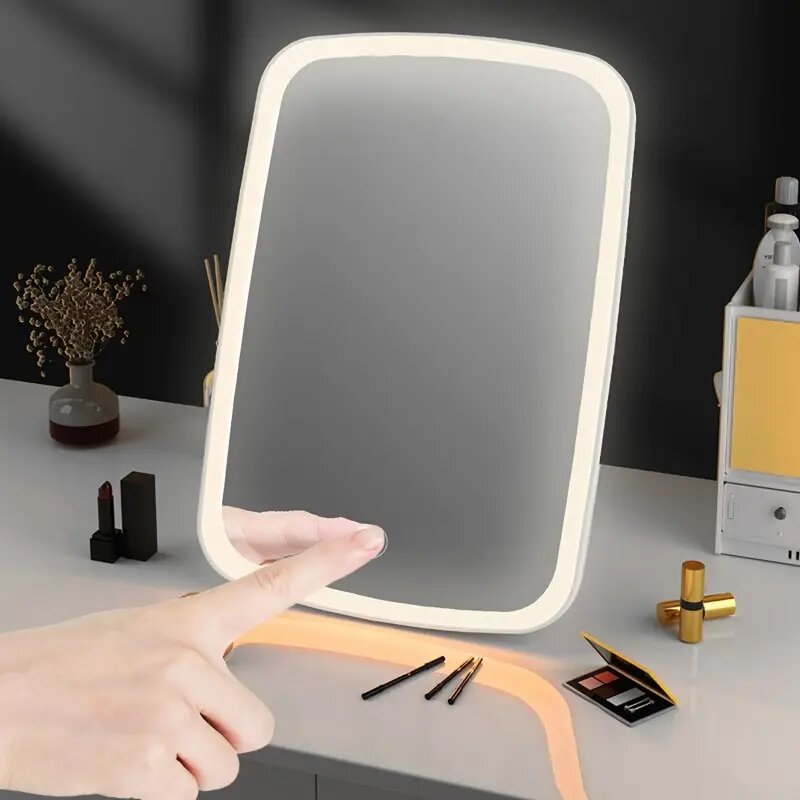 ESPEJO PORTÁTIL CON LUZ LED RECARGABLE