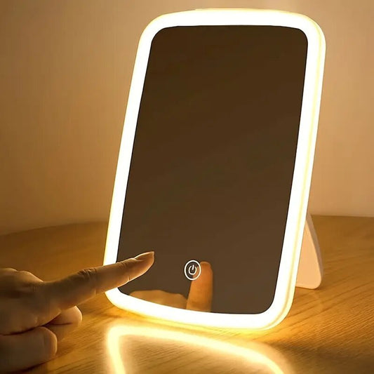 ESPEJO PORTÁTIL CON LUZ LED RECARGABLE